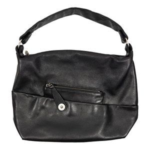 Mandarina Duck Black Soft Leather Snap Hobo Tote Shoulder Bag